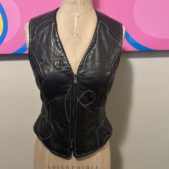 Moschino Black Oopsi Leather Vest - Picture 2 of 13